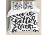Abakuhaus Set Copripiumino Best Friend Per Letti Singoli, Amicizia, Amore, Antiacaro, Adatto A Chi Soffre Di Allergie, Con Federa, 200 Cm X 200 Cm - 80 X 80 Cm, Grigio Chiaro E Bianco