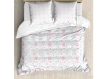 Abakuhaus Set Copripiumino Rosa Con Fiori Per Letti Singoli, Fiori Pastello, Antiacaro, Adatto A Chi Soffre Di Allergie, Con Federa, 200 Cm X 200 Cm - 80 X 80 Cm, Rose Essiccate - Blu Grigio