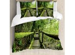 Abakuhaus Set Copripiumino Per Letti Singoli, Foresta Pluviale A Inthanon, Antiacaro, Adatto A Chi Soffre Di Allergie, Con Federa, 155 Cm X 220 Cm - 80 X 80 Cm, Verde Marrone