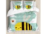 Abakuhaus Set Copripiumino Per Letto Singolo BienenköNigin, Bee Happy Doodle, Antiacaro, Adatto A Chi Soffre Di Allergie, Con Federa, 200 Cm X 200 Cm - 80 X 80 Cm, Multicolore