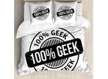 Abakuhaus Set Copripiumino Geeky Per Letti Singoli, 100% Outsider, Antiacaro, Adatto A Chi Soffre Di Allergie, Con Federa, 155 Cm X 220 Cm - 80 X 80 Cm, Grigio Antracite E Bianco