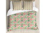Abakuhaus Set Copripiumino Flora Per Letti Singoli, Petali Grandi Color Pastello, Antiacaro, Adatto A Chi Soffre Di Allergie, Con Federa, 155 Cm X 220 Cm - 80 X 80 Cm, Multicolore