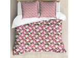 Abakuhaus Set Copripiumino Rosa Per Letti Singoli, Peonie Selvatiche Primaverili, Antiacaro, Adatto A Chi Soffre Di Allergie, Con Federa, 200 Cm X 200 Cm - 80 X 80 Cm, Rosa Pallido Verde Oliva