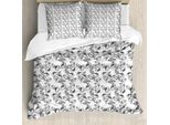 Abakuhaus Set Copripiumino Per Letti Singoli, Non Tinto Summer Flowers, Antiacaro, Adatto A Chi Soffre Di Allergie, Con Federa, 155 Cm X 220 Cm - 80 X 80 Cm, Grigio Antracite Bianco