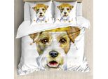 Abakuhaus Set Copripiumino Airedale Per Letti Singoli, Acquerello King Terrier, Antiacaro, Adatto A Chi Soffre Di Allergie, Con Federa, 155 Cm X 220 Cm - 80 X 80 Cm, Bianco Multicolore