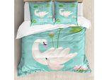 Abakuhaus Set Copripiumino Per Letto Singolo, Baby Swan Welcome, Antiacaro, Adatto A Chi Soffre Di Allergie, Con Federa, 200 Cm X 200 Cm - 80 X 80 Cm, Verde Lime Pale Eggshell
