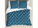 Abakuhaus Set Copripiumino Swans Per Letti Singoli, Uccelli Acquatici Di Night Star, Antiacaro, Adatto A Chi Soffre Di Allergie, Con Federa, 155 Cm X 220 Cm - 80 X 80 Cm, Blu Petrolio Multicolore