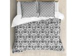 Abakuhaus Set Copripiumino Per Letto Singolo, Motivo Barocco Riccio, Antiacaro, Adatto A Chi Soffre Di Allergie, Con Federa, 155 Cm X 220 Cm - 80 X 80 Cm, Grigio Antracite Bianco