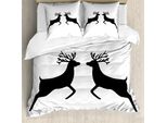 Abakuhaus Wild Jagen Set Copripiumino Per Letti Singoli, Silhouette Di Renna, Antiacaro, Adatto A Chi Soffre Di Allergie, Con Federa, 155 Cm X 220 Cm - 80 X 80 Cm, Grigio Antracite Bianco