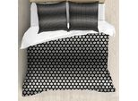 Abakuhaus Set Copripiumino Artistico Per Letti Singoli, Fiori Esagonali In Mezzitoni, Antiacaro E Anallergico Con Federa, 155 Cm X 220 Cm - 80 X 80 Cm, Grigio Antracite E Bianco