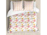 Abakuhaus Set Copripiumino Astratto Per Letti Singoli, Forme Fugaci Tonalità Pastello, Antiacaro, Adatto A Chi Soffre Di Allergie, Con Federa, 200 Cm X 200 Cm - 80 X 80 Cm, Corallo Multicolore
