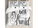 Abakuhaus Set Copripiumino Best Friend Per Letti Singoli, Positive Paws Words, Antiacaro, Adatto A Chi Soffre Di Allergie, Con Federa, 200 Cm X 200 Cm - 80 X 80 Cm, Grigio Antracite Bianco