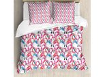 Abakuhaus Set Copripiumino Per Letto Singolo Flamingo, Uccelli Acquerellati Color Pastello, Antiacaro, Adatto A Chi Soffre Di Allergie, Con Federa, 200 Cm X 200 Cm - 80 X 80 Cm, Multicolore