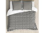 Abakuhaus Set Copripiumino Marocchino Per Letti Singoli, Monocromatico Astratto Floreale, Antiacaro, Adatto A Chi Soffre Di Allergie, Con Federa, 200 Cm X 200 Cm - 80 X 80 Cm, Avorio Taupe Scuro