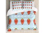 Abakuhaus Set Copripiumino Per Letto Singolo, Fragola Simmetrica Tagliata A Metà, Antiacaro, Adatto A Chi Soffre Di Allergie, Con Federa, 200 Cm X 200 Cm - 80 X 80 Cm, Corallo Scuro E Azzurro