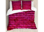 Abakuhaus Set Copripiumino Rosa Shocking Fucsia Per Letti Singoli, Stile Grunge Mattoni, Antiacaro, Adatto A Chi Soffre Di Allergie, Con Federa, 155 Cm X 220 Cm - 80 X 80 Cm, Rosa Magenta