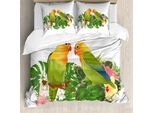 Abakuhaus Set Copripiumino Giallo Per Letti Singoli, Parrot Botanical Ast, Antiacaro, Adatto A Chi Soffre Di Allergie, Con Federa, 200 Cm X 200 Cm - 80 X 80 Cm, Multicolore