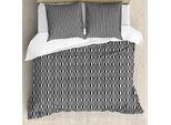 Abakuhaus Set Copripiumino Artistico Per Letti Singoli, Strisce Verticali Hipster, Antiacaro, Adatto A Chi Soffre Di Allergie, Con Federa, 200 Cm X 200 Cm - 80 X 80 Cm, Grigio Antracite E Bianco