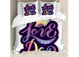 Abakuhaus Set Copripiumino Per Letto Singolo Per La Festa Del Papà, Testo Colorato Bubbly, Antiacaro, Adatto A Chi Soffre Di Allergie, Con Federa, 155 Cm X 220 Cm - 80 X 80 Cm, Fucsia E Multicolore