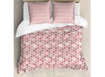 Abakuhaus Set Copripiumino Artistico Per Letti Singoli, Forme Esagonali A Pois, Antiacaro E Anallergico Con Federa, 155 Cm X 220 Cm - 80 X 80 Cm, Lampone E Guscio D'uovo