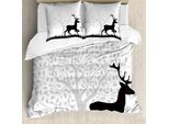 Abakuhaus Wild Jagen Set Copripiumino Per Letti Singoli, Gracious Wild Animal, Antiacaro, Adatto A Chi Soffre Di Allergie, Con Federa, 155 Cm X 220 Cm - 80 X 80 Cm, Grigio Antracite E Tortora Chiaro