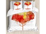 Set Copripiumino Per Letto Singolo Abakuhaus, Gradient Mystic Vignette, Antiacaro, Adatto A Chi Soffre Di Allergie, Con Federa, 155 Cm X 220 Cm - 80 X 80 Cm, Vermilion Senf