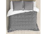 Abakuhaus Set Copripiumino Artistico Per Letti Singoli, Complesso Geometrico, Antiacaro, Adatto A Chi Soffre Di Allergie, Con Federa, 200 Cm X 200 Cm - 80 X 80 Cm, Grigio Antracite Bianco