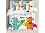 Abakuhaus Set Copripiumino Best Friend Per Letti Singoli, High 5 Buddies Kunst, Antiacaro, Adatto A Chi Soffre Di Allergie, Con Federa, 155 Cm X 220 Cm - 80 X 80 Cm, Bianco Multicolore