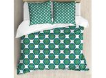 Abakuhaus Set Copripiumino Botanico Per Letti Singoli, Motivi Floreali Selvatici, Antiacaro, Adatto A Chi Soffre Di Allergie, Con Federa, 200 Cm X 200 Cm - 80 X 80 Cm, Blu Cielo Scuro E Verde Lime