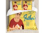 Abakuhaus Set Copripiumino Per Letto Singolo Per La Festa Del Papà, Man FüTterung Sein Kind, Antiacaro, Adatto A Chi Soffre Di Allergie, Con Federa, 155 Cm X 220 Cm - 80 X 80 Cm, Senape Multicolore