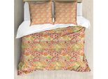 Set Copripiumino Rosa Con Fiori Abakuhaus Per Letti Singoli, Spring Meadow, Antiacaro, Adatto A Chi Soffre Di Allergie, Con Federa, 155 Cm X 220 Cm - 80 X 80 Cm, Champagne E Multicolore