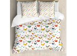 Abakuhaus Set Copripiumino Vivace Per Letti Singoli, Galline E Uova Colorate, Antiacaro, Adatto A Chi Soffre Di Allergie, Con Federa, 200 Cm X 200 Cm - 80 X 80 Cm, Giallo Verde Azzurro