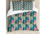 Abakuhaus Set Copripiumino Per Letto Singolo, Fiori Succulenti Color Pastello, Antiacaro, Adatto A Chi Soffre Di Allergie, Con Federa, 200 Cm X 200 Cm - 80 X 80 Cm, Multicolore