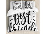 Abakuhaus Set Copripiumino Best Friend Per Letti Singoli, Arte Monocromatica, Antiacaro, Adatto A Chi Soffre Di Allergie, Con Federa, 200 Cm X 200 Cm - 80 X 80 Cm, Blu Notte E Bianco