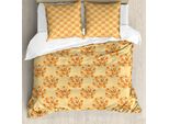 Abakuhaus Set Copripiumino Arancione Per Letti Singoli, Motivo Floreale Nostalgico Con Tulipani, Antiacaro E Anallergico, Con Federa, 200 Cm X 200 Cm - 80 X 80 Cm, Marigold Ginger