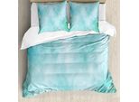 Abakuhaus Set Copripiumino Artistico Astratto Per Letti Singoli, Morbido Sogno Fumo, Antiacaro Adatto A Chi Soffre Di Allergie Con Federa, 155 Cm X 220 Cm - 80 X 80 Cm, Azzurro E Verde Acqua