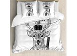 Abakuhaus Wild Jagen Set Copripiumino Per Letti Singoli, Umorismo Sarcastico, Antiacaro, Adatto A Chi Soffre Di Allergie, Con Federa, 155 Cm X 220 Cm - 80 X 80 Cm, Grigio Antracite E Bianco