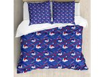 Abakuhaus Set Copripiumino Per Letto Singolo, Cigni Origami Seigaiha Waves, Antiacaro E Anallergico Con Federa, 200 Cm X 200 Cm - 80 X 80 Cm, Blu Persiano Vermiglio