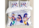 Abakuhaus Set Copripiumino Rock'n'Roll Per Letti Singoli, Banda Che Suona La Chitarra, Antiacaro, Adatto A Chi Soffre Di Allergie, Con Federa, 200 Cm X 200 Cm - 80 X 80 Cm, Blu Indaco Ceil