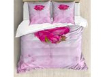Abakuhaus Set Copripiumino Artistico Astratto Per Letti Singoli, Arte Floreale, Antiacaro, Adatto A Chi Soffre Di Allergie, Con Federa, 200 Cm X 200 Cm - 80 X 80 Cm, Pale Mauve Magenta Fawn