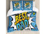Abakuhaus Set Copripiumino Per Letto Singolo, Pop Art Fumetto, Antiacaro, Adatto A Chi Soffre Di Allergie, Con Federa, 200 Cm X 200 Cm - 80 X 80 Cm, Sky Blue Yellow