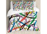 Abakuhaus Set Copripiumino Artistico Astratto Per Letti Singoli, Modern Curios, Antiacaro, Adatto A Chi Soffre Di Allergie, Con Federa, 155 Cm X 220 Cm - 80 X 80 Cm, Multicolore