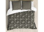Abakuhaus Set Copripiumino Botanico Per Letti Singoli, Erbe Nostalgiche Shabby, Antiacaro, Adatto A Chi Soffre Di Allergie, Con Federa, 200 Cm X 200 Cm - 80 X 80 Cm, Grigio Taupe Scuro Beige