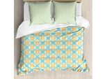 Abakuhaus Set Copripiumino Vittoriano Per Letti Singoli, Thin Line Curlicue Damast, Antiacaro, Adatto A Chi Soffre Di Allergie, Con Federa, 200 Cm X 200 Cm - 80 X 80 Cm, Dunkler Seafoam Marigold