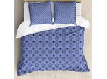 Abakuhaus Set Copripiumino Blu Mandala Per Letti Singoli, Motivo Floreale Orientale Astratto, Antiacaro, Adatto A Chi Soffre Di Allergie, Con Federa, 200 Cm X 200 Cm - 80 X 80 Cm, Blu Cielo Scuro E Bianco