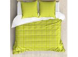 Abakuhaus Set Copripiumino Geometrico A Rombi Per Letti Singoli, Greeny Argyle Art, Antiacaro, Adatto A Chi Soffre Di Allergie, Con Federa, 155 Cm X 220 Cm - 80 X 80 Cm, Verde Chiaro Giallo Verde