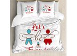 Abakuhaus Migliore Amico Set Copripiumino Per Letti Singoli, Sweetest Offer Buddies, Antiacaro, Adatto A Chi Soffre Di Allergie, Con Federa, 200 Cm X 200 Cm - 80 X 80 Cm, Blu Cielo Profondo Vermiglio