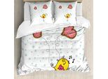 Abakuhaus Set Copripiumino Per Letto Singolo Yellow Bird, Love Bird Heart, Antiacaro, Adatto A Chi Soffre Di Allergie, Con Federa, 155 Cm X 220 Cm - 80 X 80 Cm, Multicolore