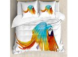 Abakuhaus Set Copripiumino Per Letto Singolo, Parrot Con Piume, Antiacaro, Adatto A Chi Soffre Di Allergie, Con Federa, 200 Cm X 200 Cm - 80 X 80 Cm, Multicolore