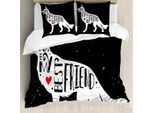 Abakuhaus Set Copripiumino Best Friend Per Letti Singoli, Pastore Tedesco, Antiacaro, Adatto A Chi Soffre Di Allergie, Con Federa, 200 Cm X 200 Cm - 80 X 80 Cm, Bianco Vermiglio